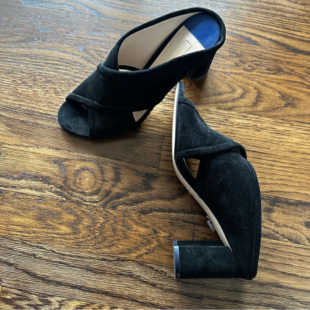 Stuart Weitzman Black Suede Mules